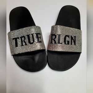 True religion rhinestone slides- NEW